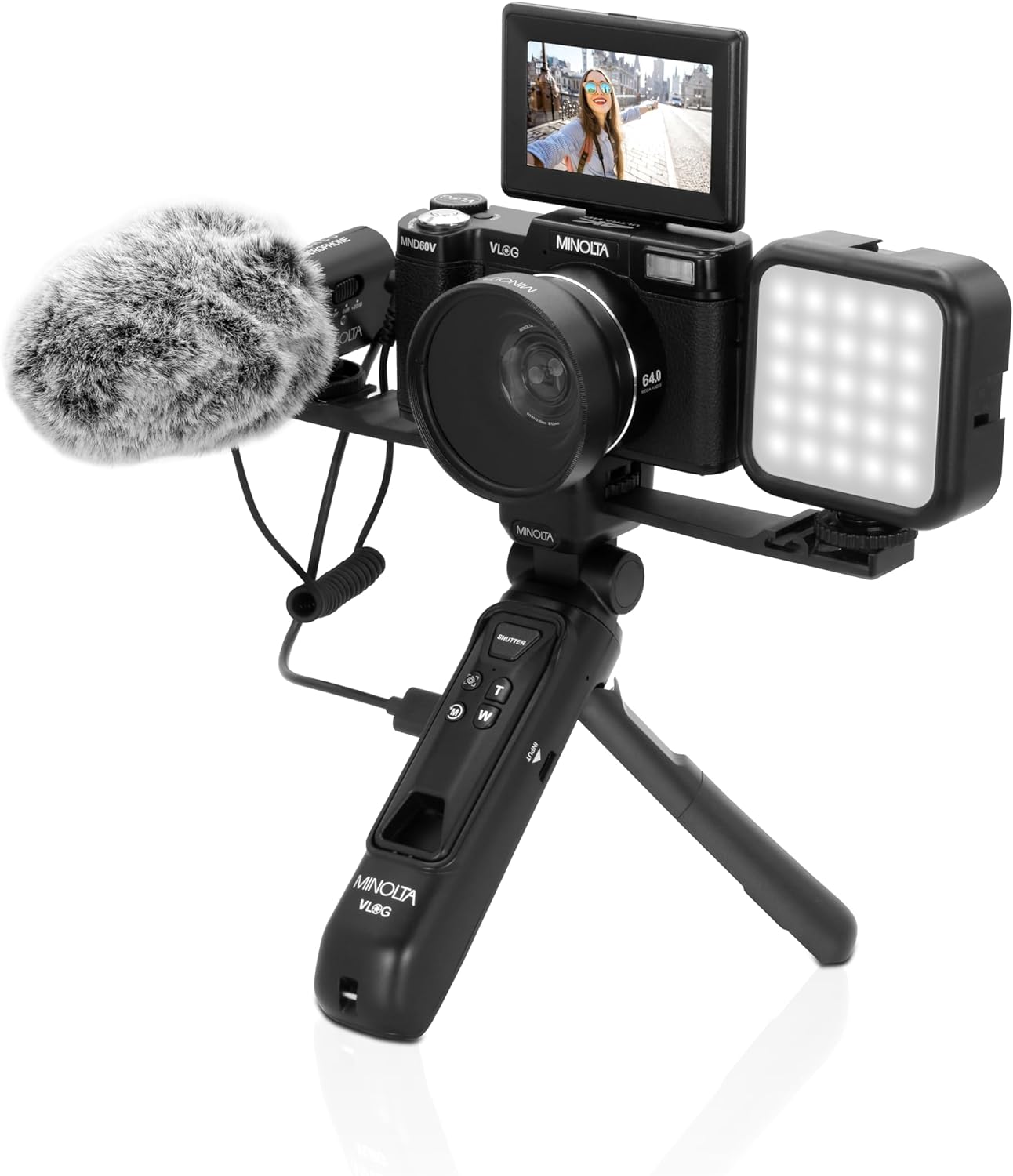 Minolta MND60V 64 MP Autofocus / 4K60FPS Ultra HD VLOG Camera Kit Bundle