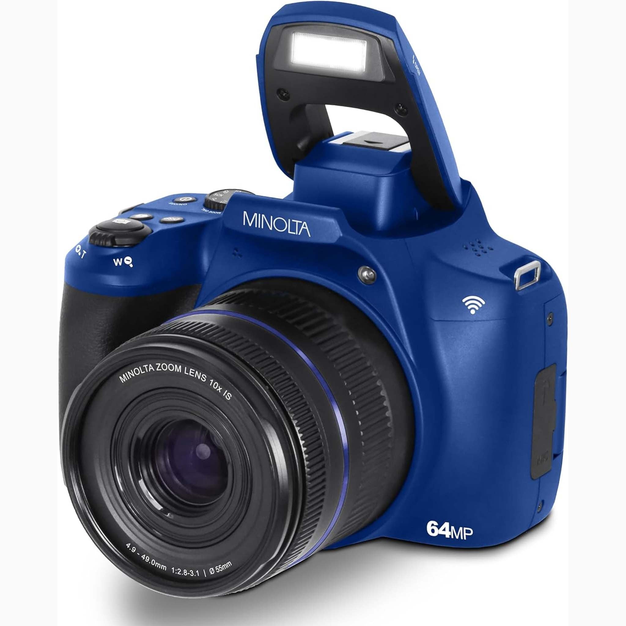 Minolta 64 Mega Pixels Auto Focus Digital Camera 4K Ultra HD Video Blue - Bundle