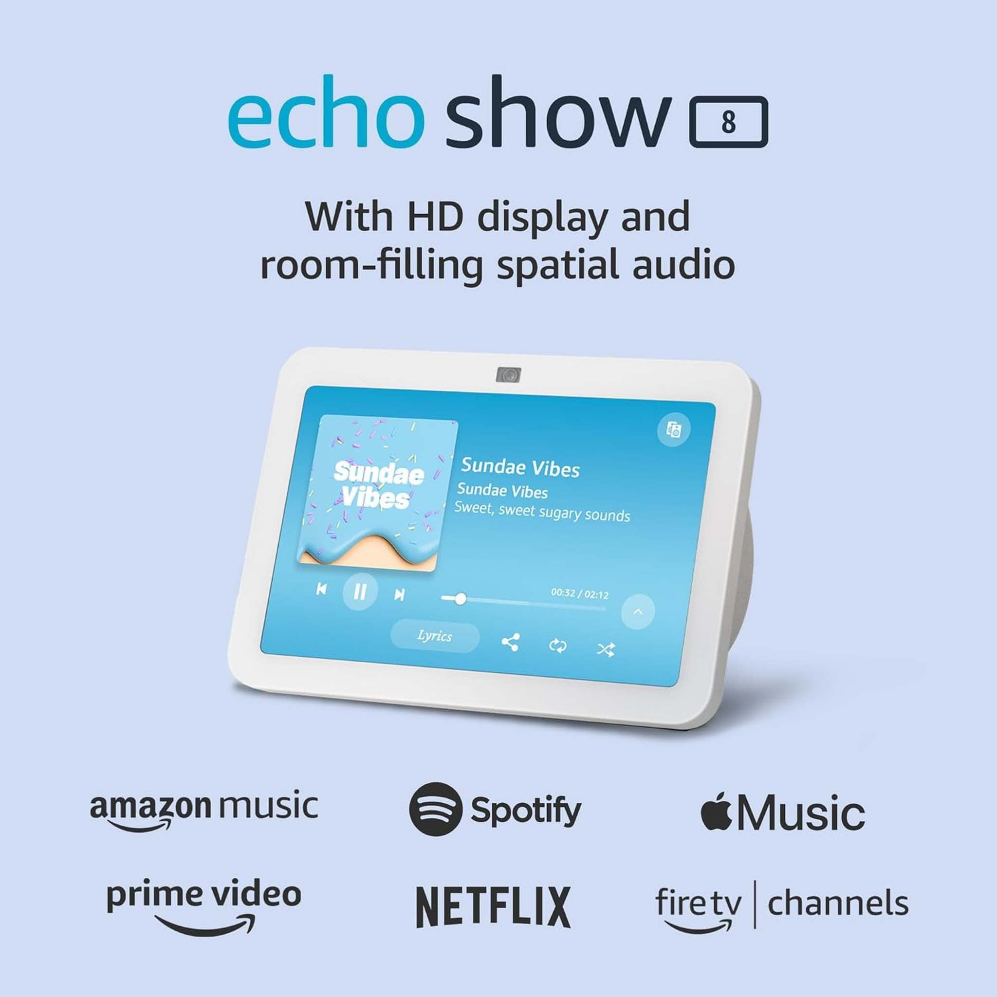 Echo Show 8 3rd Generation 8-inch Smart Display with Alexa - Glacier White + Screen Cleaning Kit Kindle