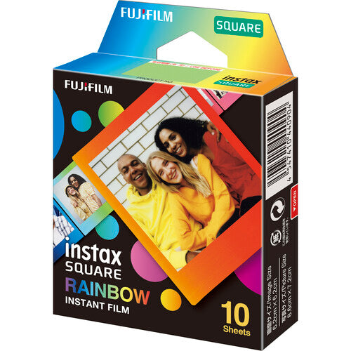 2xFUJIFILM INSTAX SQUARE Rainbow Instant Film 10 Exposures , Microfiber Cleaning Cloth, Bundle
