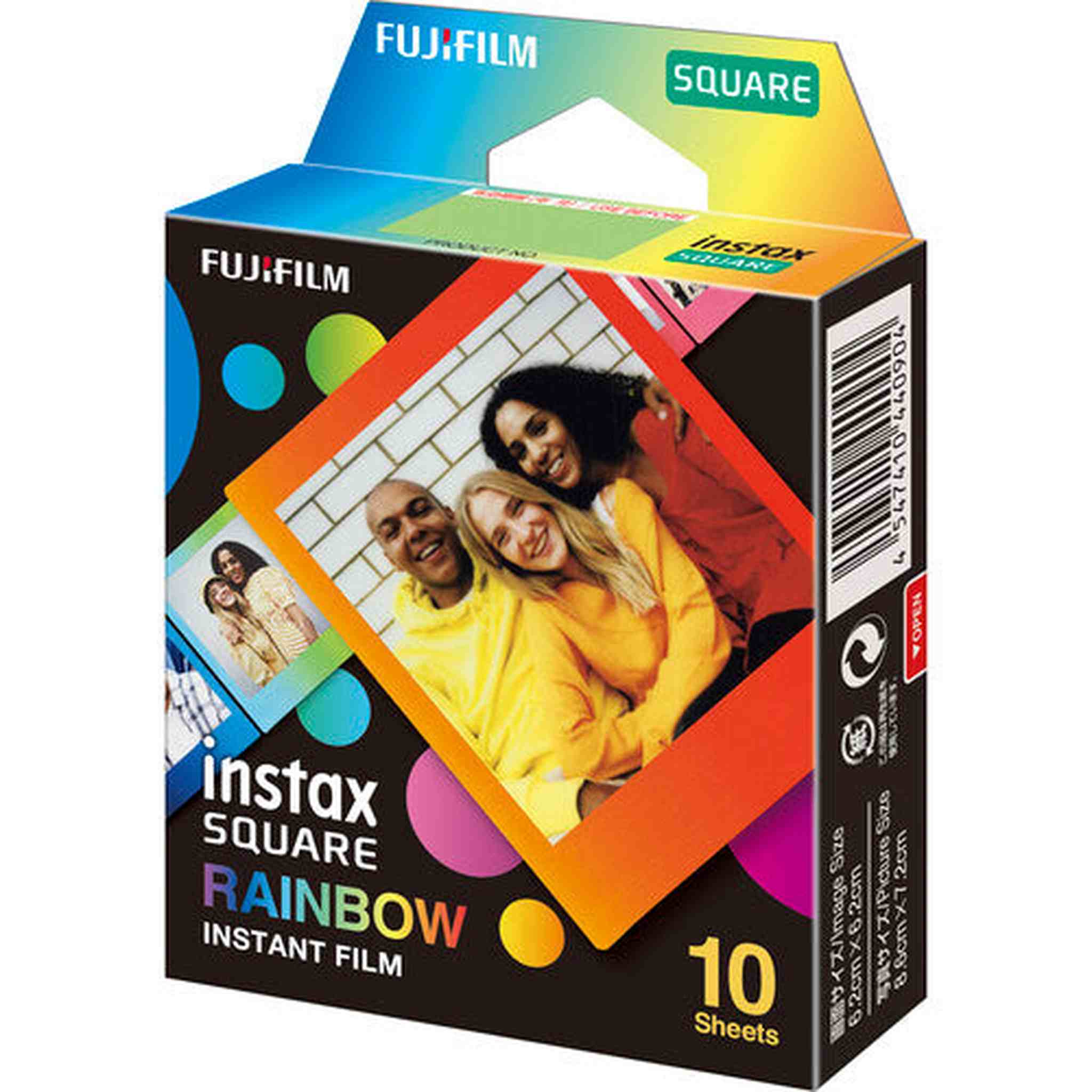 5xFUJIFILM INSTAX SQUARE Rainbow Instant Film 10 Exposures , Microfiber Cleaning Cloth, Bundle