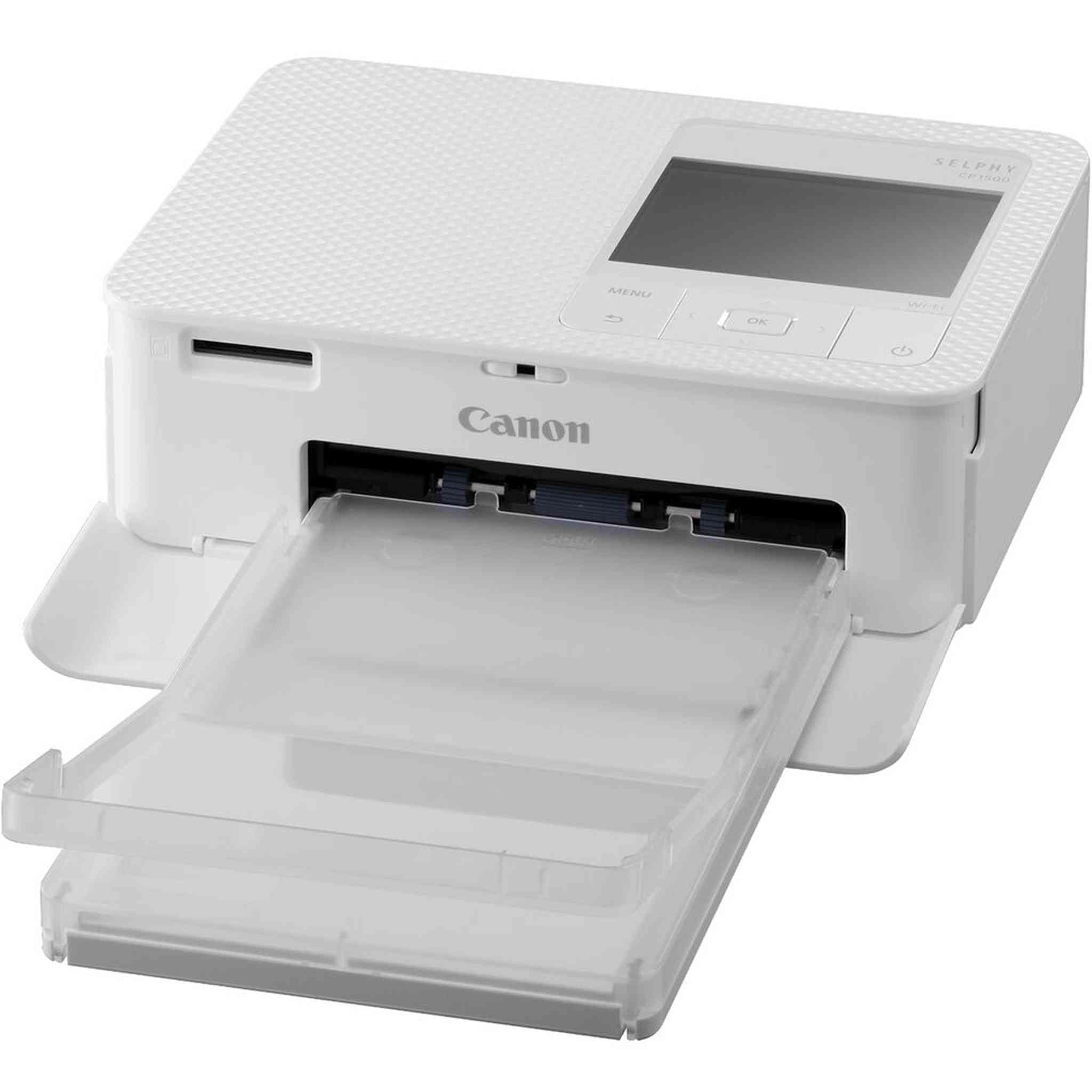 Canon SELPHY CP1500 Photo Printer White + Canon KP-36IP Color Ink and Paper Set + More Bundle