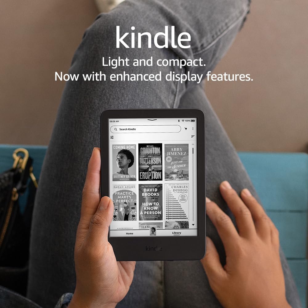 Kindle 16 GB - 2024 - Lightest and most compact Kindle, with glare-free display, faster page turns, adjustable front light, and long battery life - Black + More
