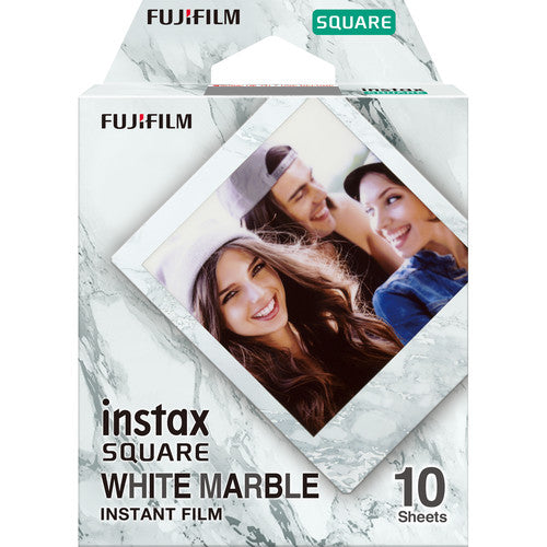 4xFUJIFILM INSTAX SQUARE White Marble Instant Film 10 Exposures , Microfiber Cleaning Cloth, Bundle