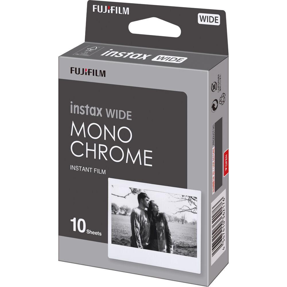 3xFUJIFILM INSTAX Wide Monochrome Instant Film 10 Exposures , Microfiber Cleaning Cloth, Bundle