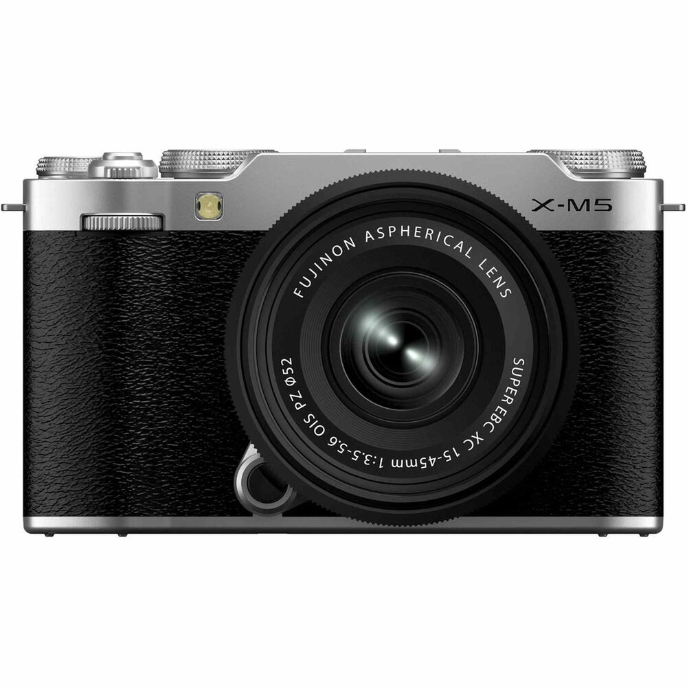 Fujifilm X-M5 Mirrorless Camera + XC 15-45mm f/3.5-5.6 OIS PZ Lens Bundle- Silver