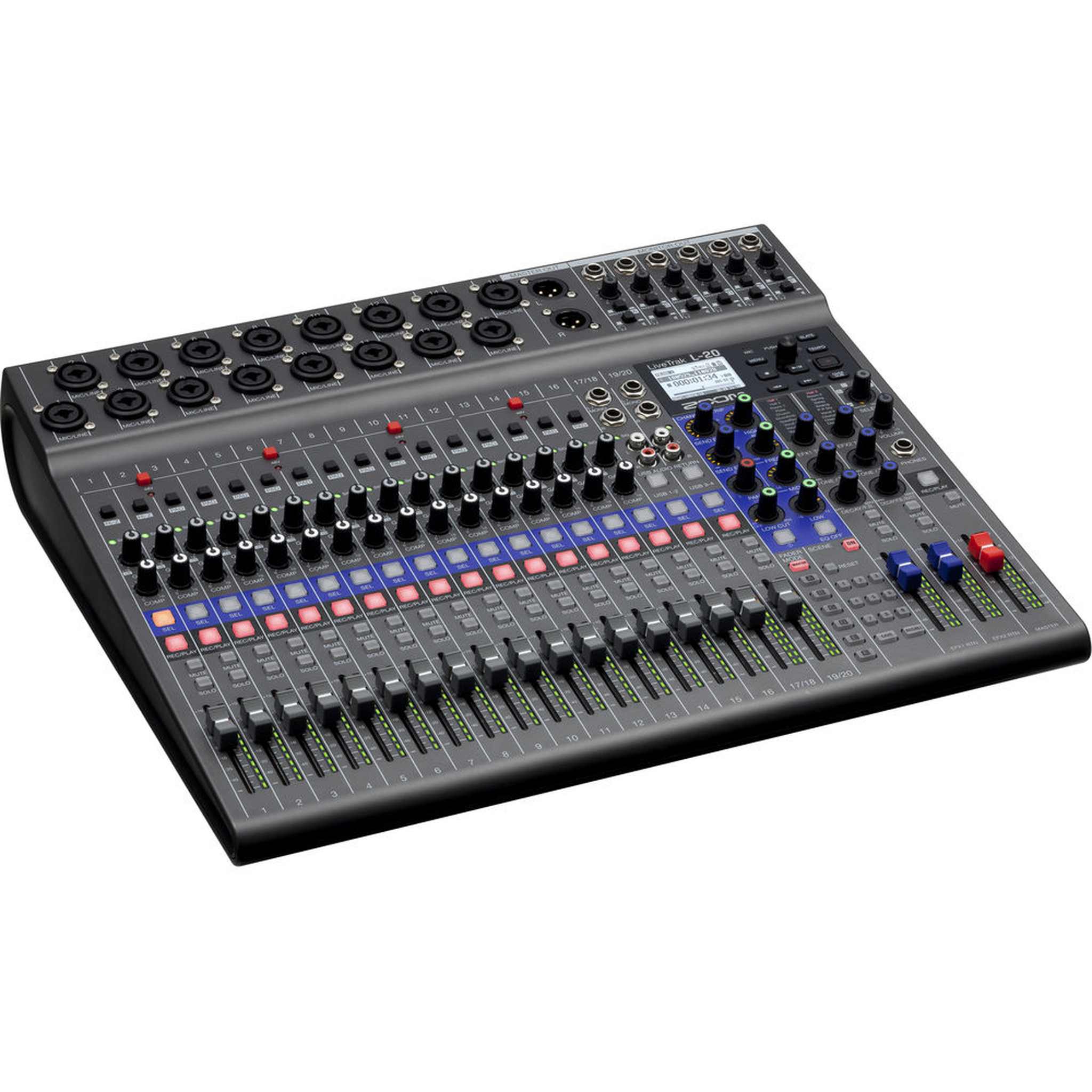 Zoom LiveTrak L-20 Digital Mixer & Multitrack Recorder, 20-Input/ 22-Channel SD Card Recorder, 22-in/4-out USB Audio Interface, 6 Customizable Outputs, Wireless iOS Control
