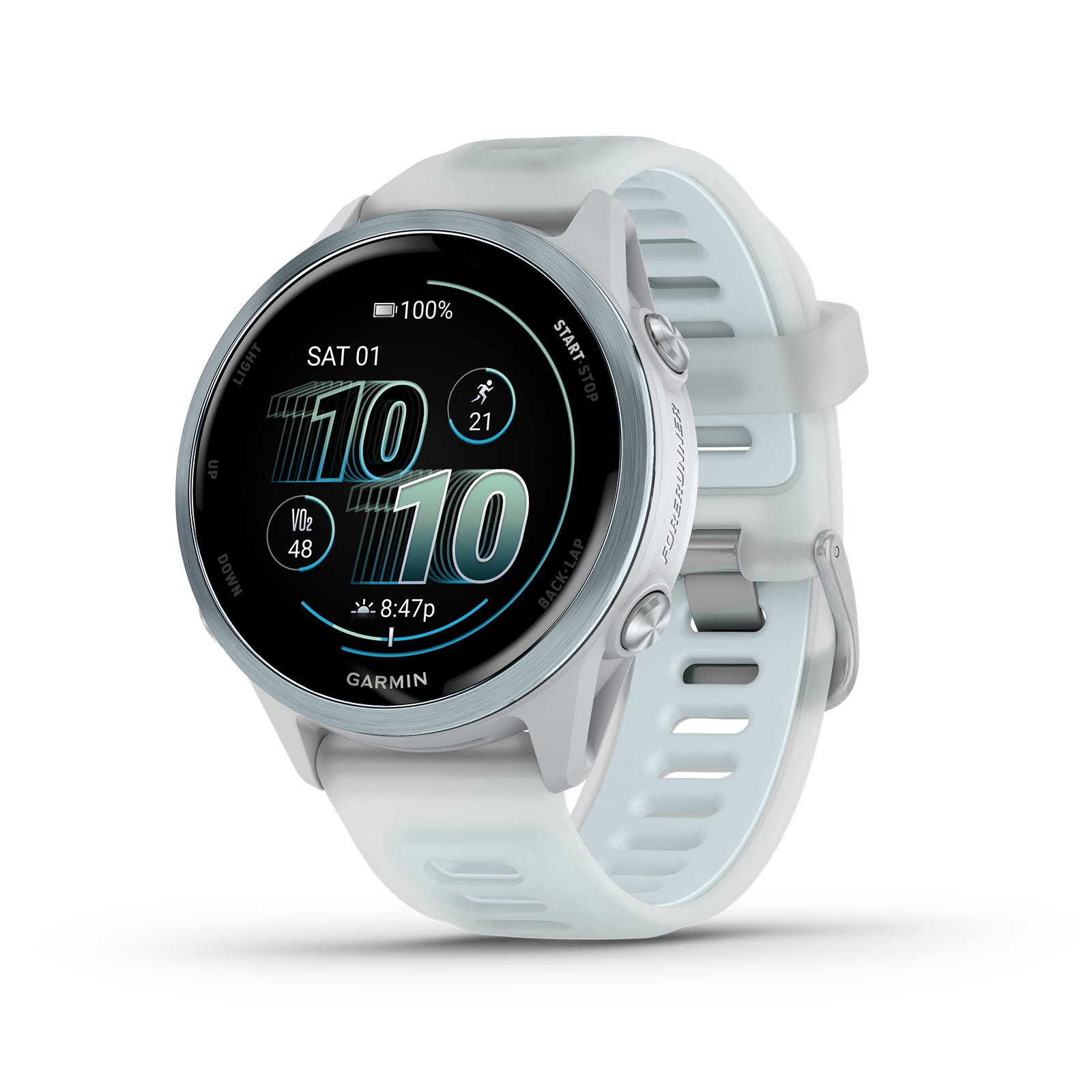 Garmin Forerunner 570 – 42MM, Whitestone/Cloud Blue , Air Pro EarBuds