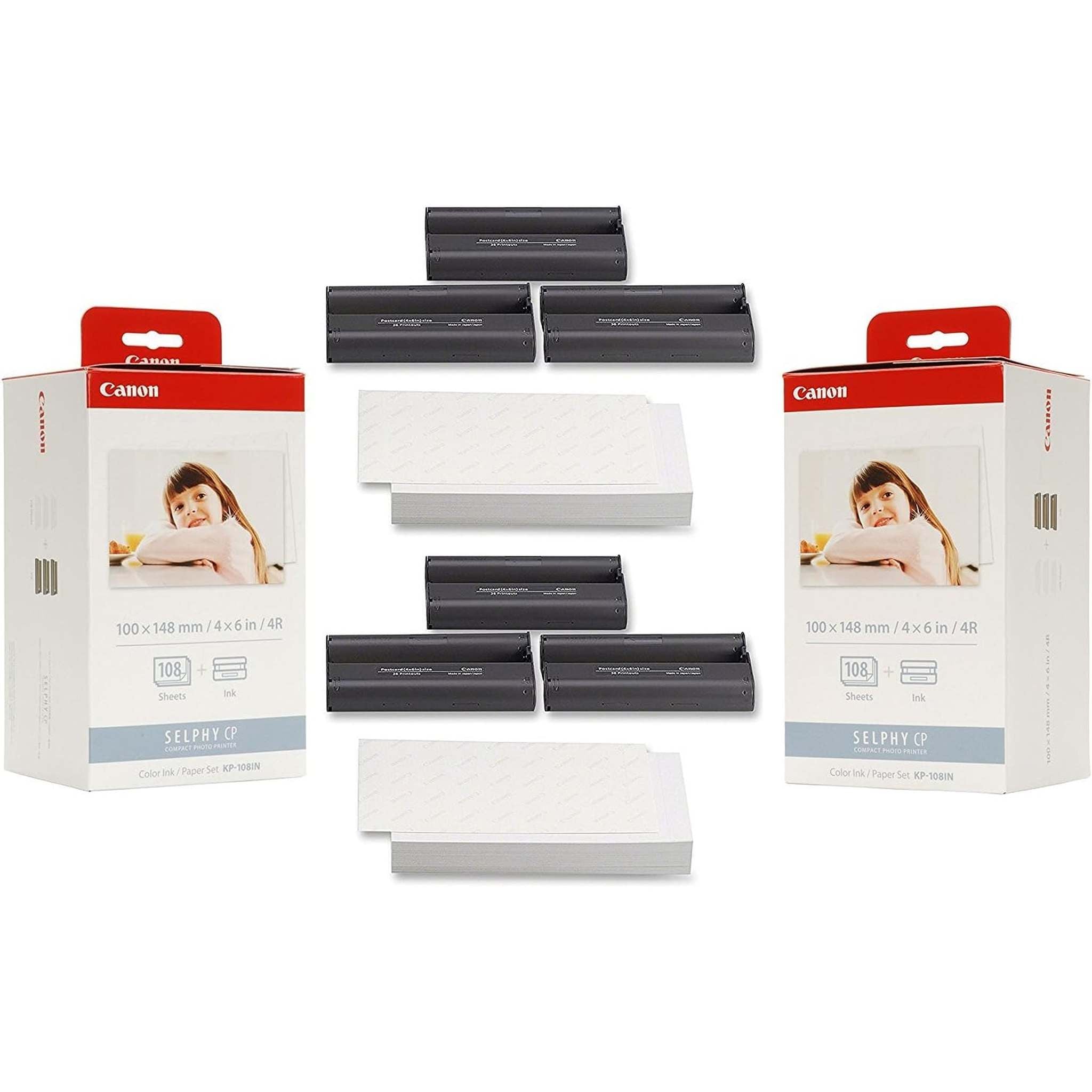 Canon KP-108IN Ink Paper Set 2 Pack - 216 Prints, 3115B001-X2, Cyan, Magenta, Yellow Canon