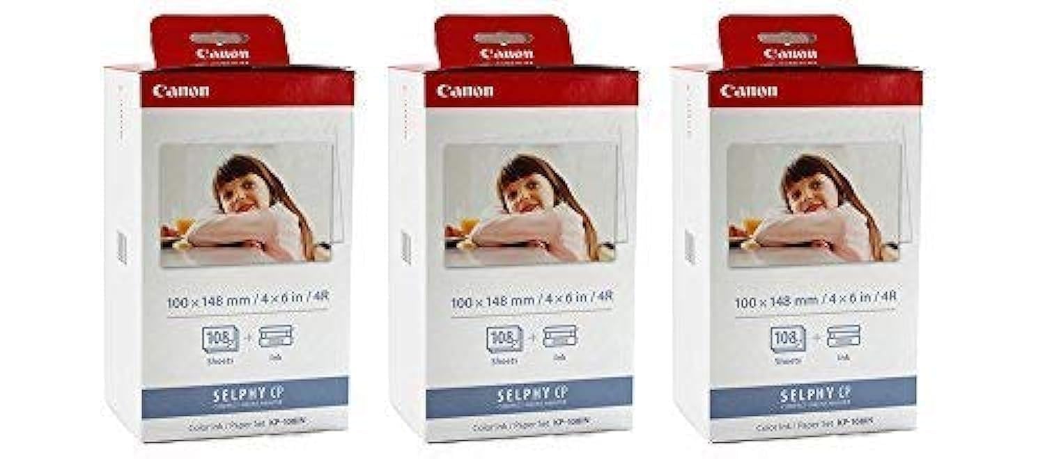 Canon KP-108IN Color ahPJNL Ink and 4 x 6 Paper Set, 108 Count Pack of 3