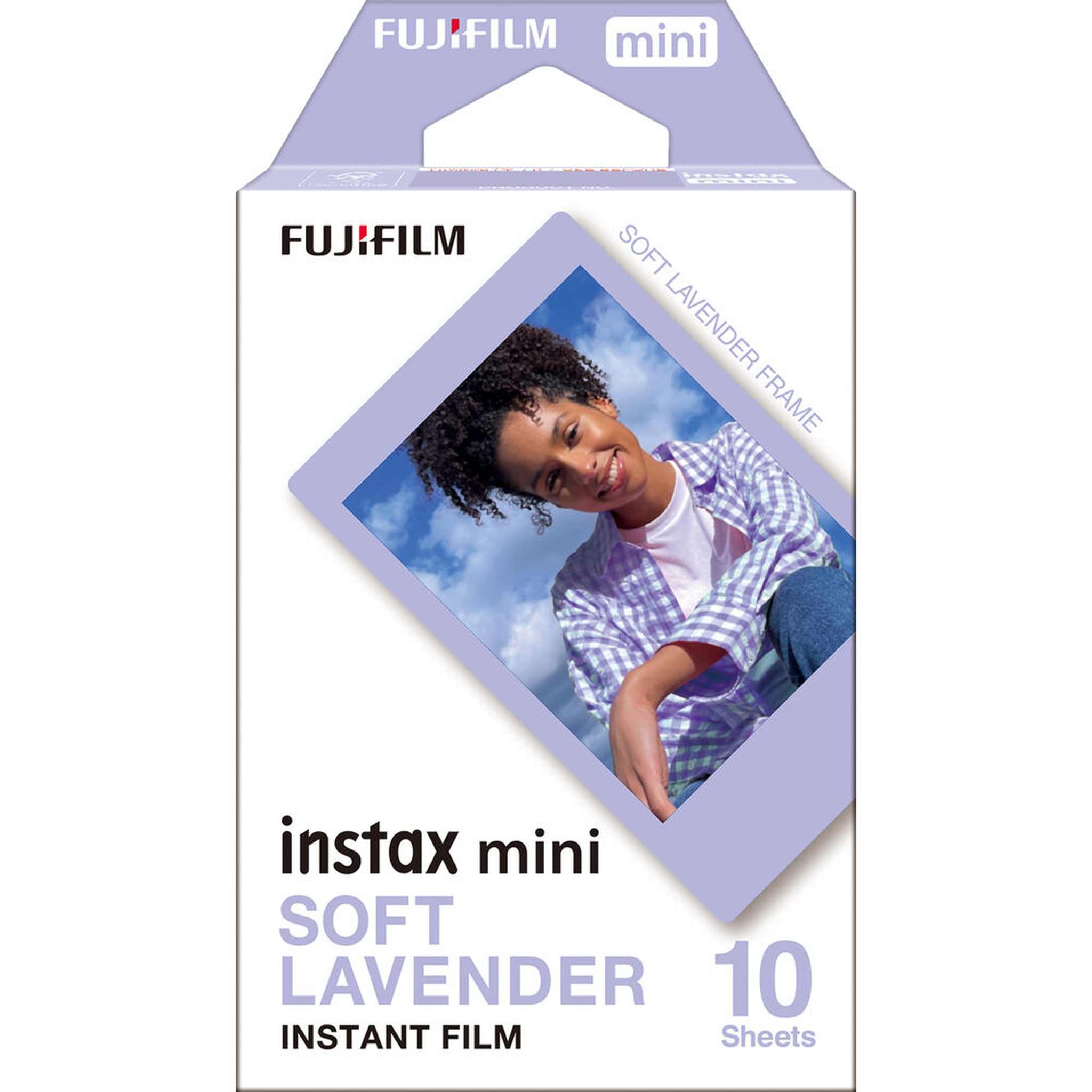 2xFUJIFILM INSTAX MINI Soft Lavender Instant Film 10 Exposures , Microfiber Cleaning Cloth, Bundle
