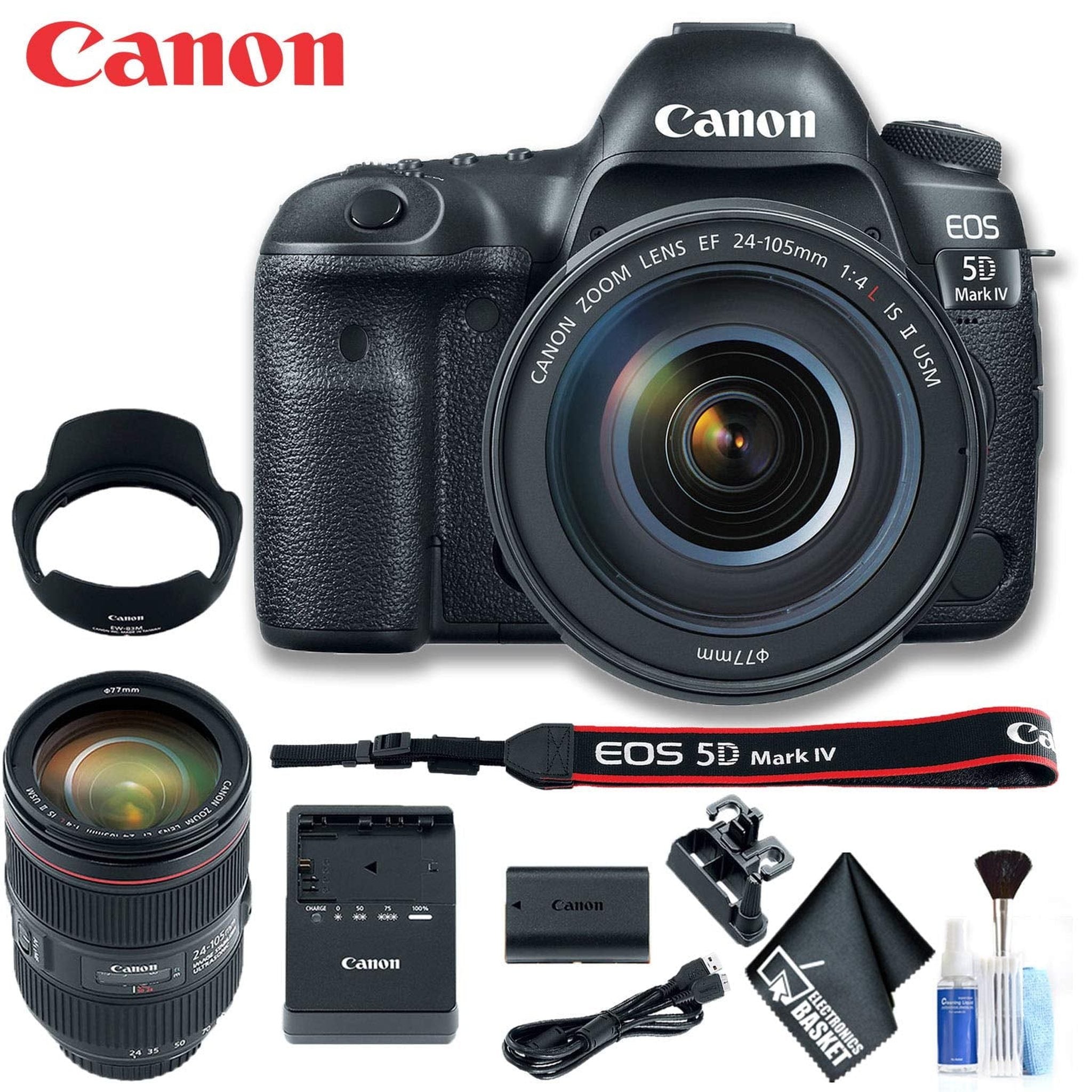 Canon EOS 5D Mark IV DSLR Camera with 24-105mm f/4L II Lens Intl Model Basic Bundle