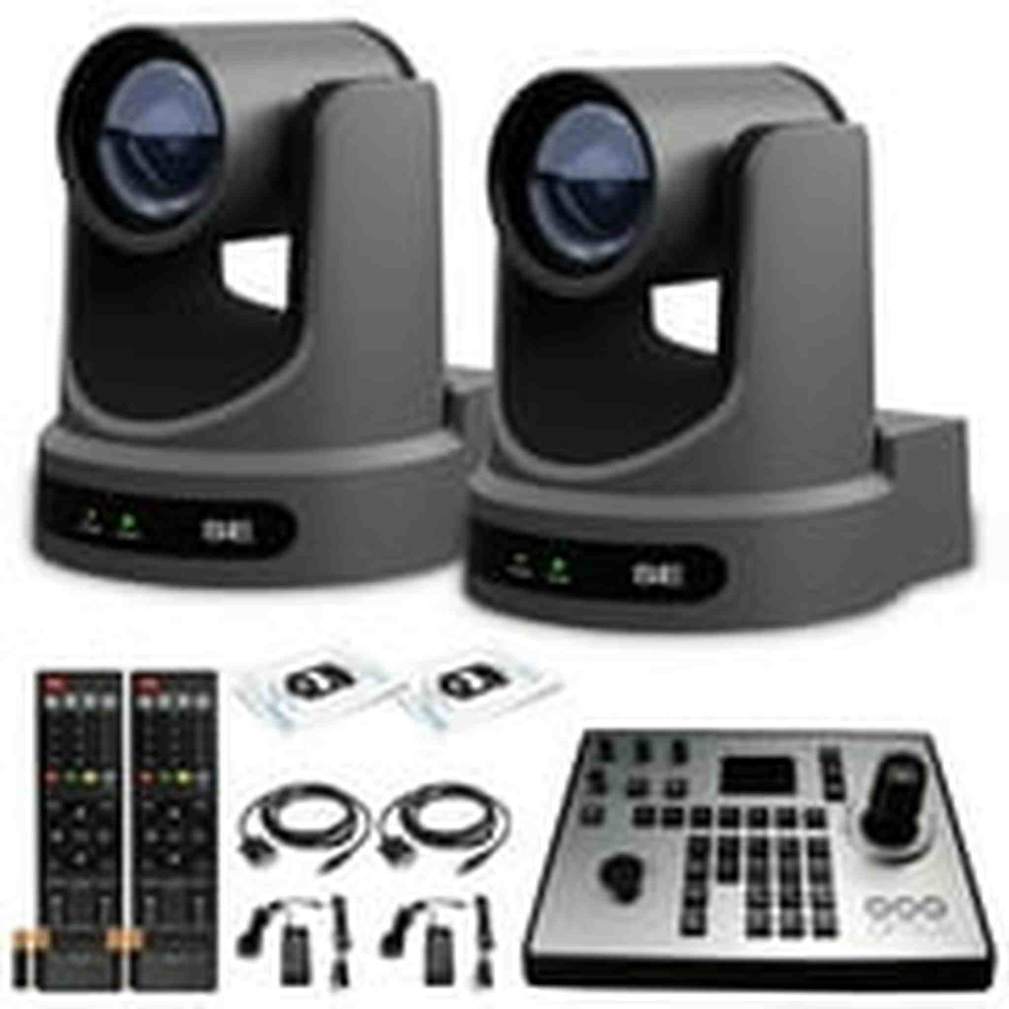 2 x PTZOptics Move SE PTZ Camera with 30x Optical Zoom PT30X-SE-GY-G3 + PT-JOY-G4 Controller
