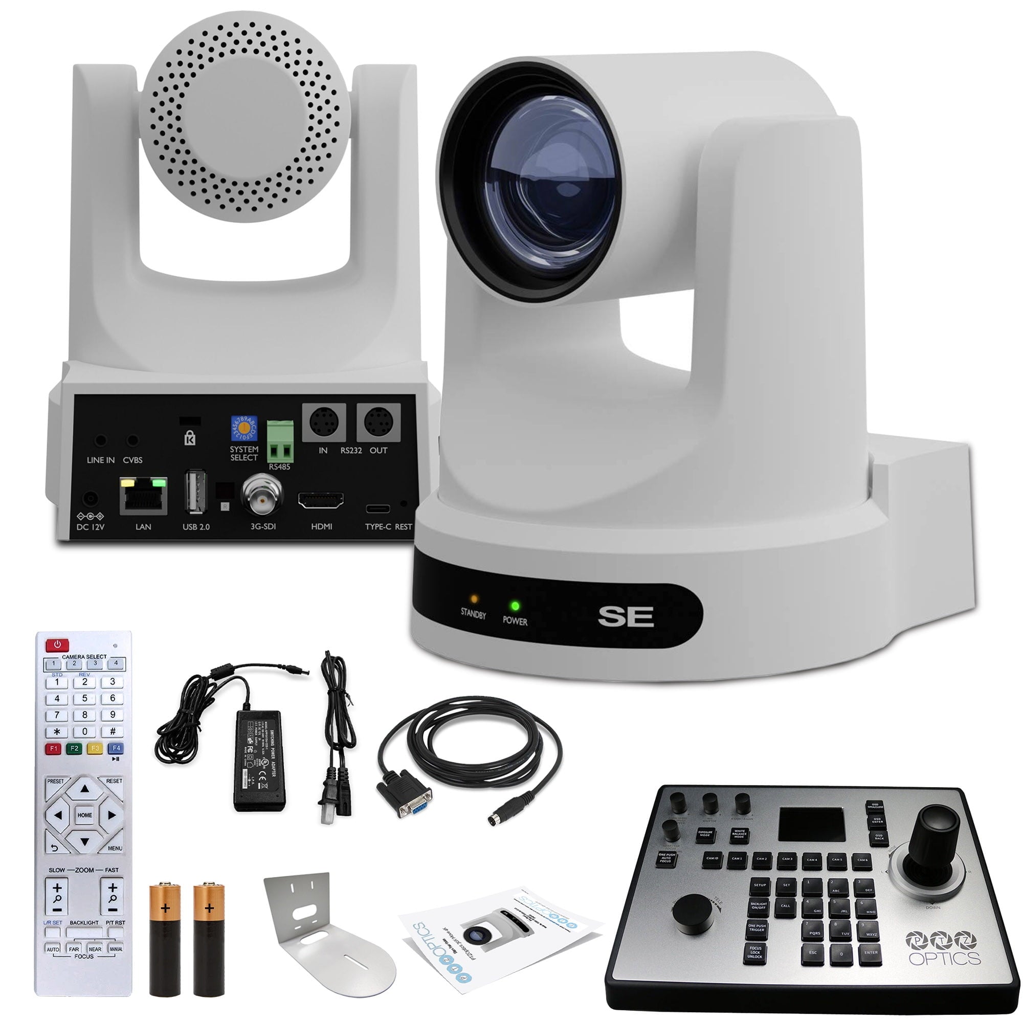 PTZOptics Move SE PTZ Camera with 12x Optical Zoom + PTZOptics PT-JOY-G4 Controller + Wall Mount