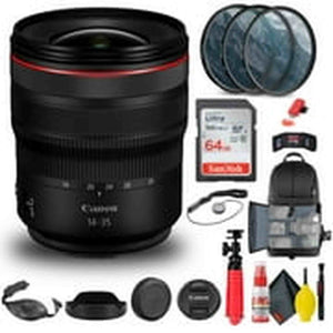 Canon RF 14-35mm f/4L IS USM Lens 4857C002 + Filter + BackPack + 64GB + More Canon