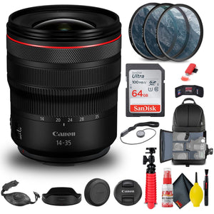 Canon RF 14-35mm f/4L IS USM Lens 4857C002 + Filter + BackPack + 64GB + More Canon