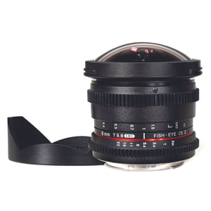 Rokinon RKHD8MV-N HD 8mm t/3.8 Fisheye Lens for Nikon with De-clicked Aperture and Removable HoodWide-Angle Lens