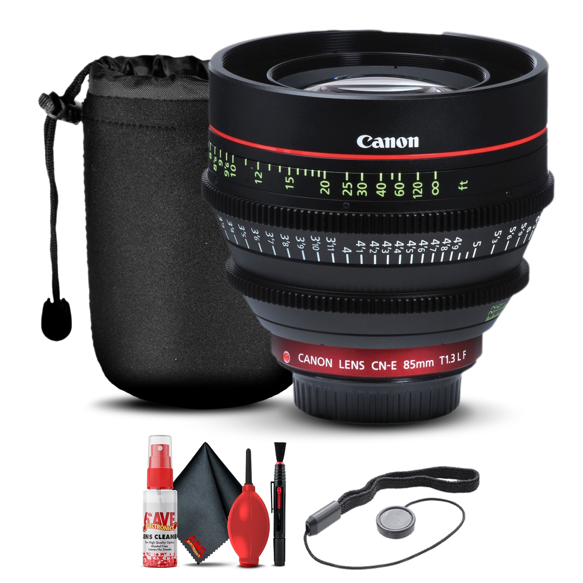 Canon CN-E 85mm T1.3 L F Cine Lens (6571B001) + Lens Pouch + Cap Keeper Base Bundle