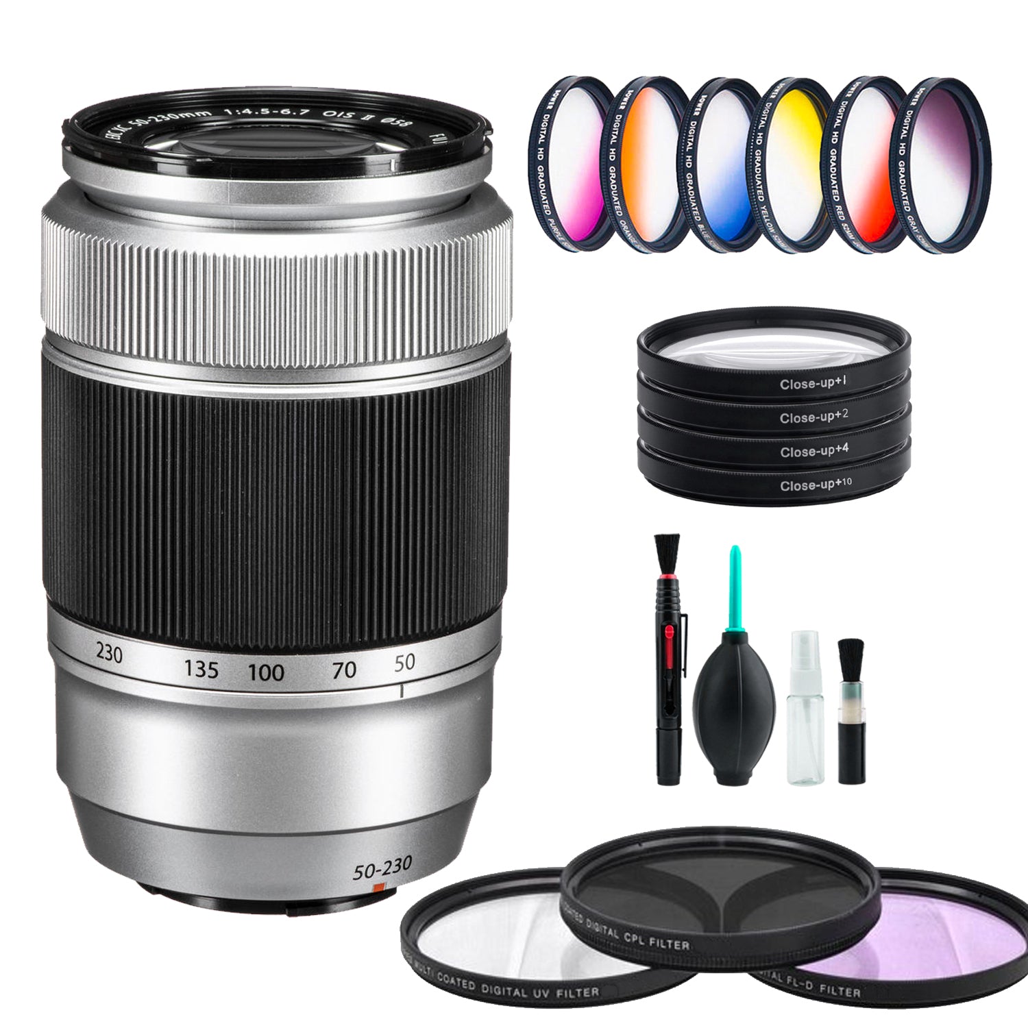 Fujifilm XC 50-230mm f/4.5-6.7 OIS II Lens (Silver) + Standard Accessory Kit