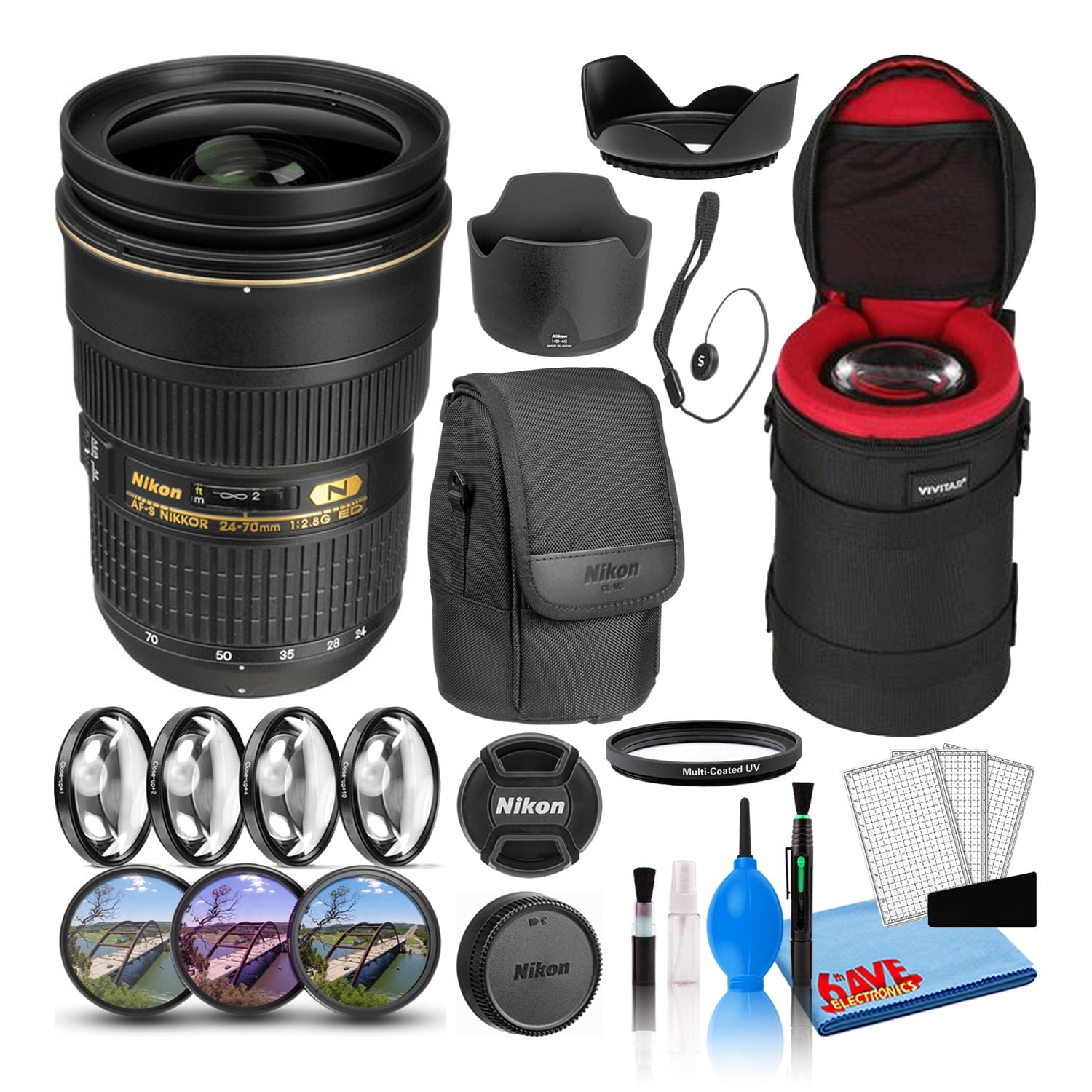 Nikon AF-S 24-70mm f/2.8G ED Zoom Lens 2164 Intl Model Bundle