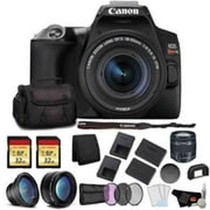 Canon EOS Rebel SL3 DSLR Camera with 18-55mm Lens Black Bundle with 2x32GB Memory Card + Battery for CanonLPE17 + LCD