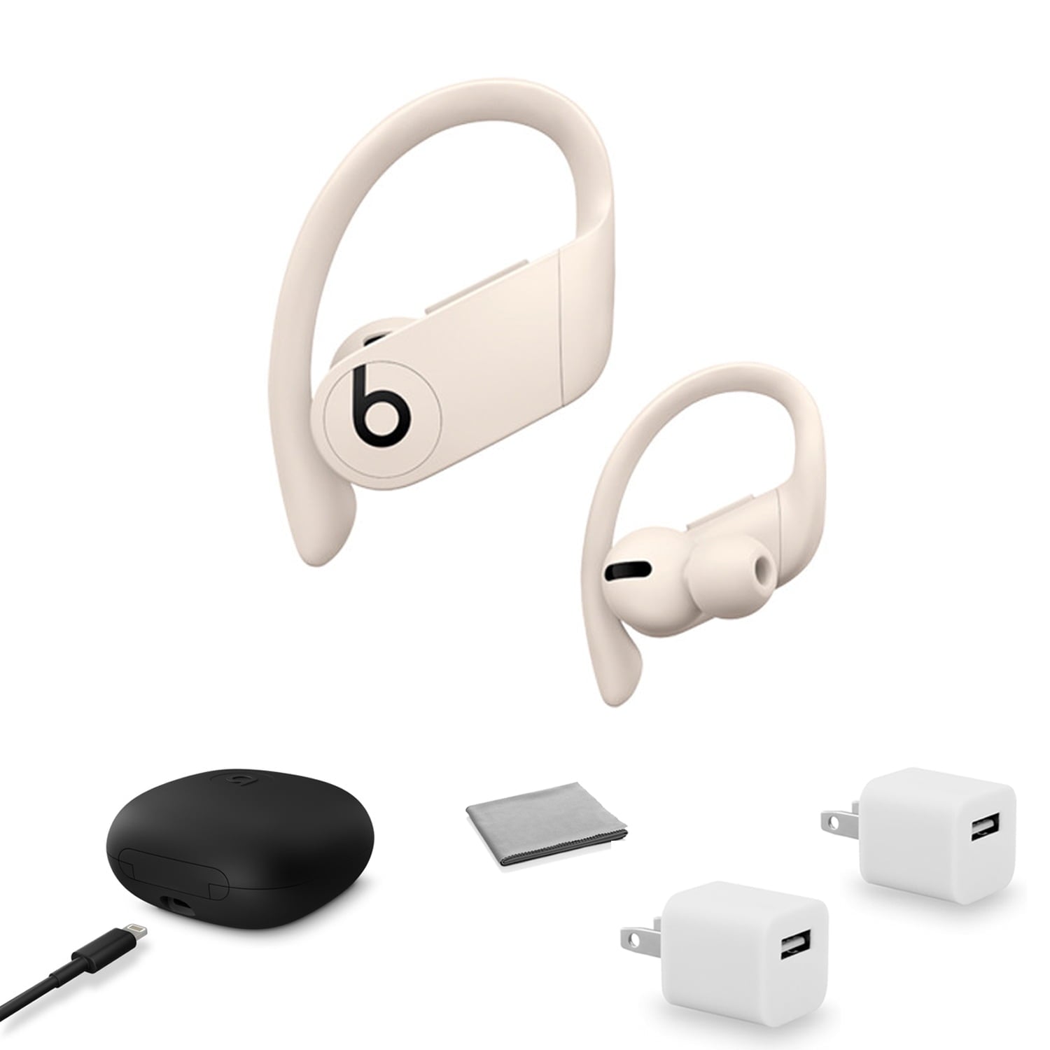 Beats by Dr. Dre Powerbeats Pro In-Ear Wireless Headphones Ivory MY5D2LL/A with 2x USB Wall Adapter Cubes + More