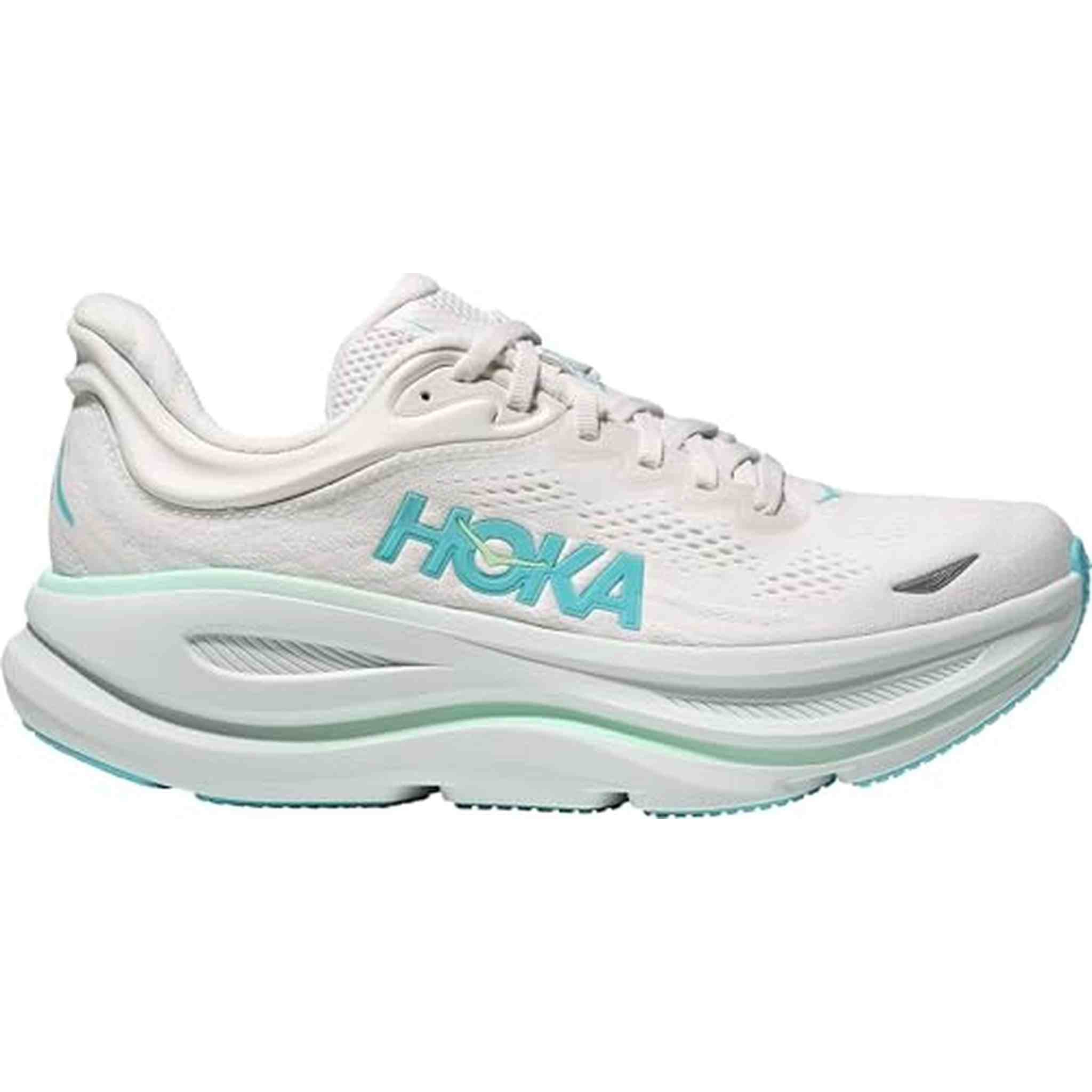 Hoka Women's Bondi 9 Sneaker, Frost/Cielo Blue, 8