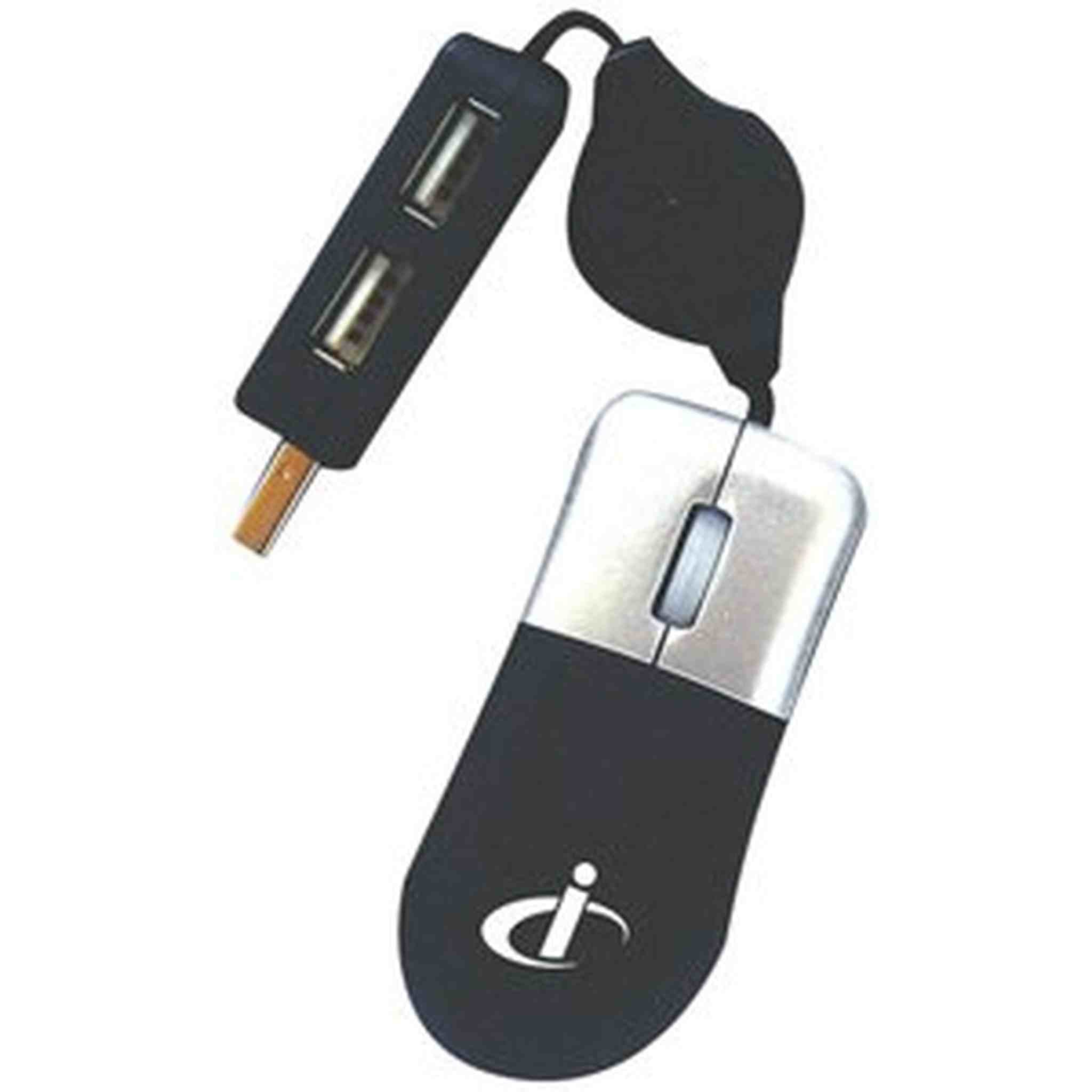 Sakar M05117MB Mobility Black USB Optical Retractable Mouse/USB Hub