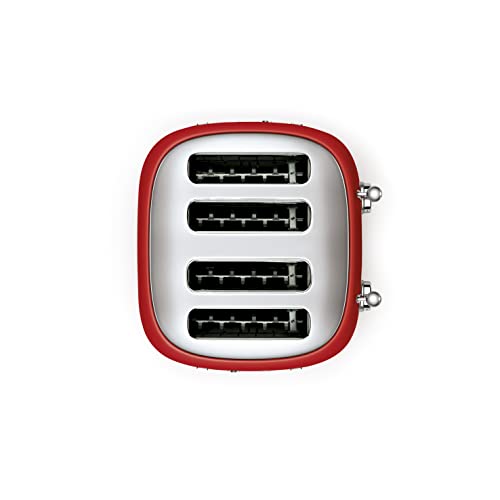 Smeg 50's Style Retro Aesthetic 4 Slice Toaster 6 Presets Extra Wide Slots Red TSF03RDUS