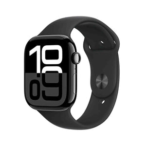 Apple Watch Series 10 GPS 46mm case Smartwatch with Jet Black Aluminium Case with Black Sport Band - S/M. Fitness Tracker, ECG App, Always-On Retina Display, Water Resistant Apple