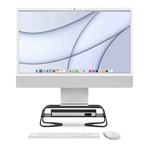 Twelve South Curve Riser Monitor Stand | Ergonomic Desktop Stand with Storage Shelf for iMac and Displays, Matte Black
