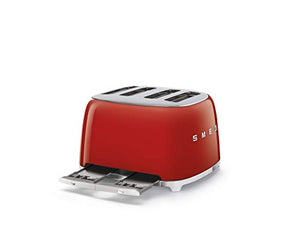 Smeg 50's Style Retro Aesthetic 4 Slice Toaster 6 Presets Extra Wide Slots Red TSF03RDUS