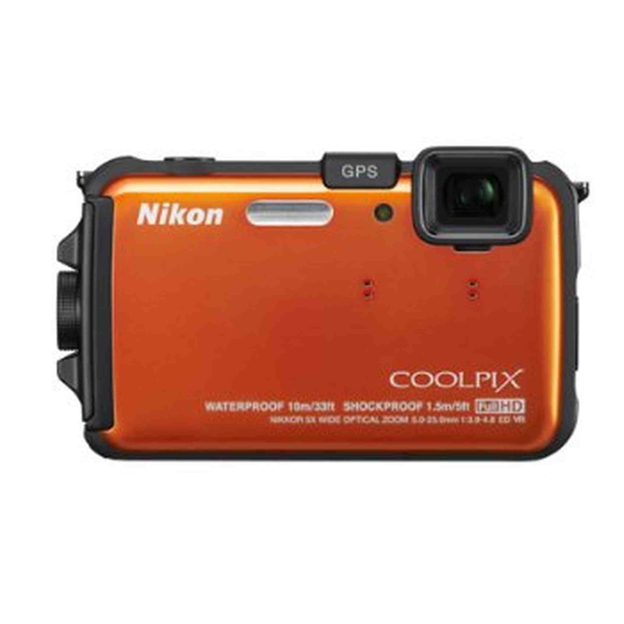 Nikon COOLPIX AW100 16 MP CMOS Waterproof Digital Camera with GPS and Full HD 1080p Video Orange + 8GB SDHC Memory + Floating Strap + Shock Proof Deluxe Case w/Strap + Cleaning Kit + Accessory Saver Nikon