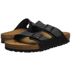 Birkenstock Womens Arizona White Birko-Flor Sandals 35N, Black Birko-Flor Birkenstock
