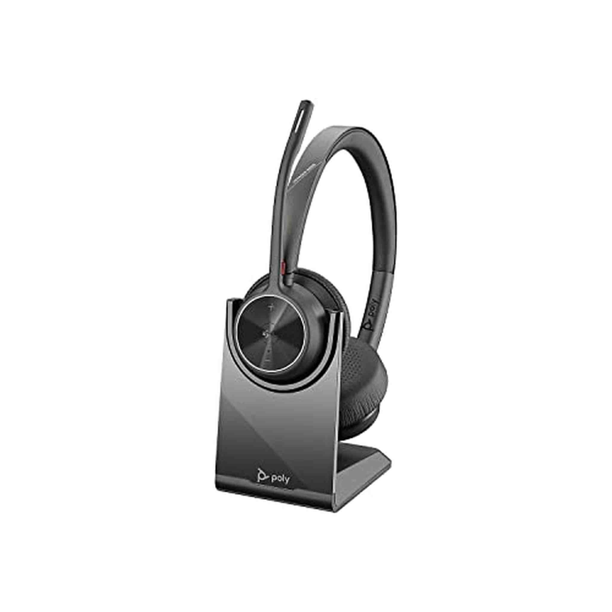 Poly - Voyager 4320 UC Wireless Headset + Charge Stand Plantronics - Headphones w/Mic - Connect to PC/Mac via USB-C Bluetooth Adapter, Cell Phone via Bluetooth-Works w/Teams Certified , Zoom&More Poly