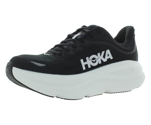 Hoka Women's Bondi 9 Sneaker, Black/White, 8