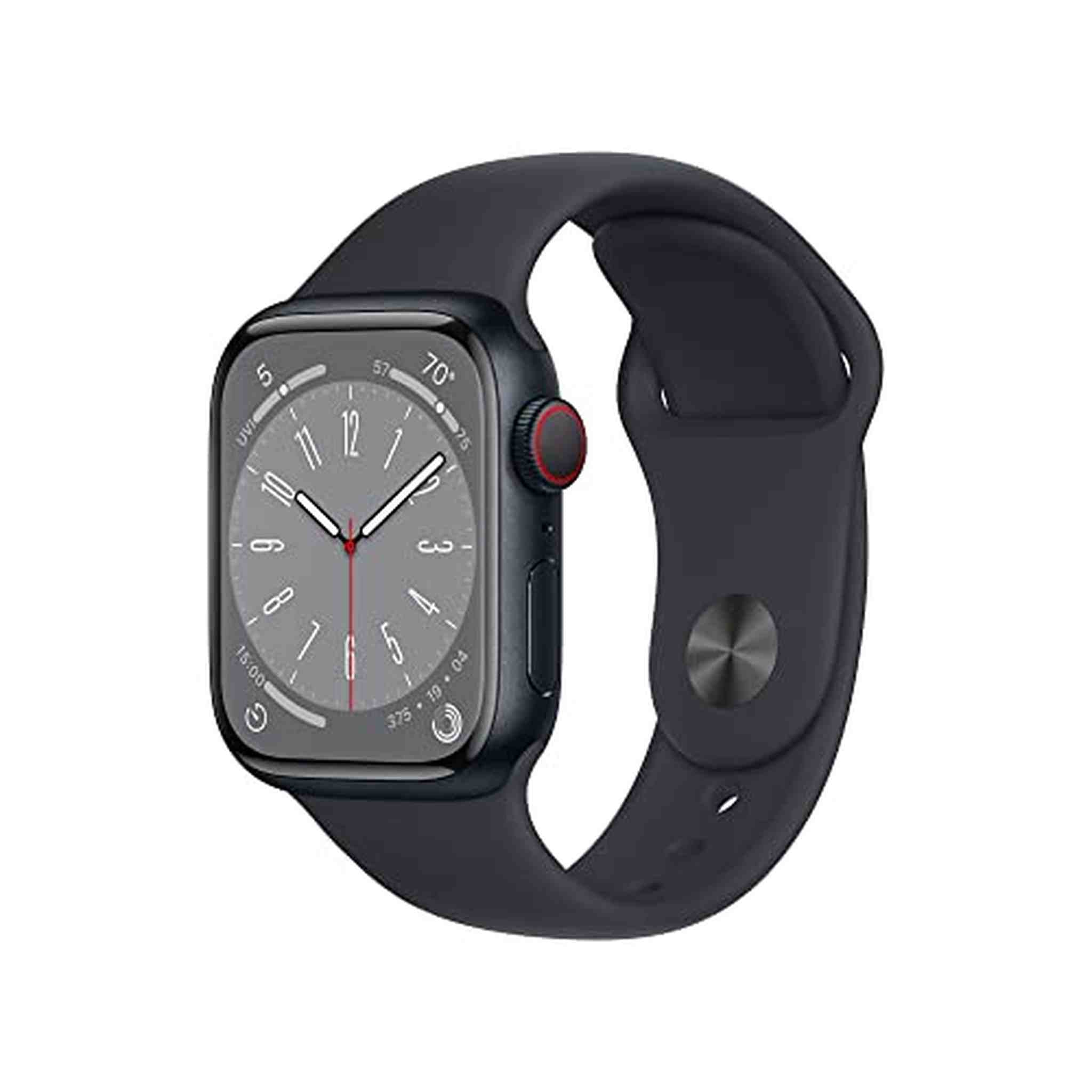 Apple Watch Series 8 GPS + Cellular 41mm Smart Watch w/ Midnight Aluminum Case with Midnight Sport Band - S/M. - Used Apple