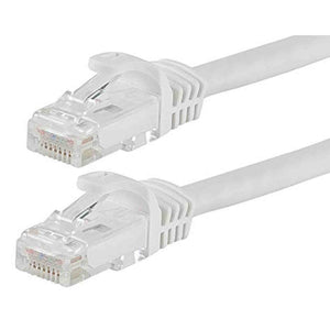 Monoprice Flexboot Cat5e Ethernet Patch Cable - Network Internet Cord - RJ45, Stranded, 350Mhz, UTP, Pure Bare Copper Wire, 24AWG, 0.5ft, White