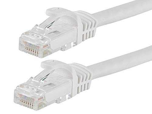 Monoprice Flexboot Cat5e Ethernet Patch Cable - Network Internet Cord - RJ45, Stranded, 350Mhz, UTP, Pure Bare Copper Wire, 24AWG, 0.5ft, White