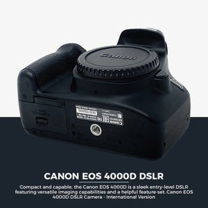 Canon EOS 4000D DSLR Camera with 18-55mm Lens + EOS Bag + Sandisk Ultra 64GB Card + Cleaning Set And More International Model Canon