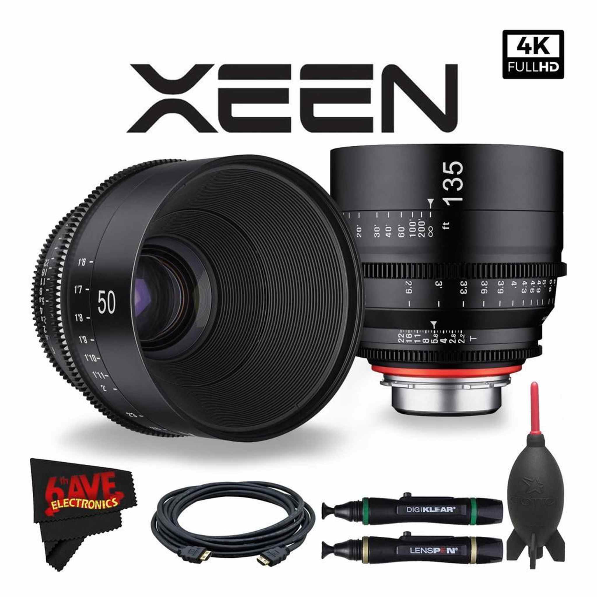 Rokinon Xeen 50mm T1.5 Lens and Xeen 135mm T2.2 Lens Combo for PL Mount