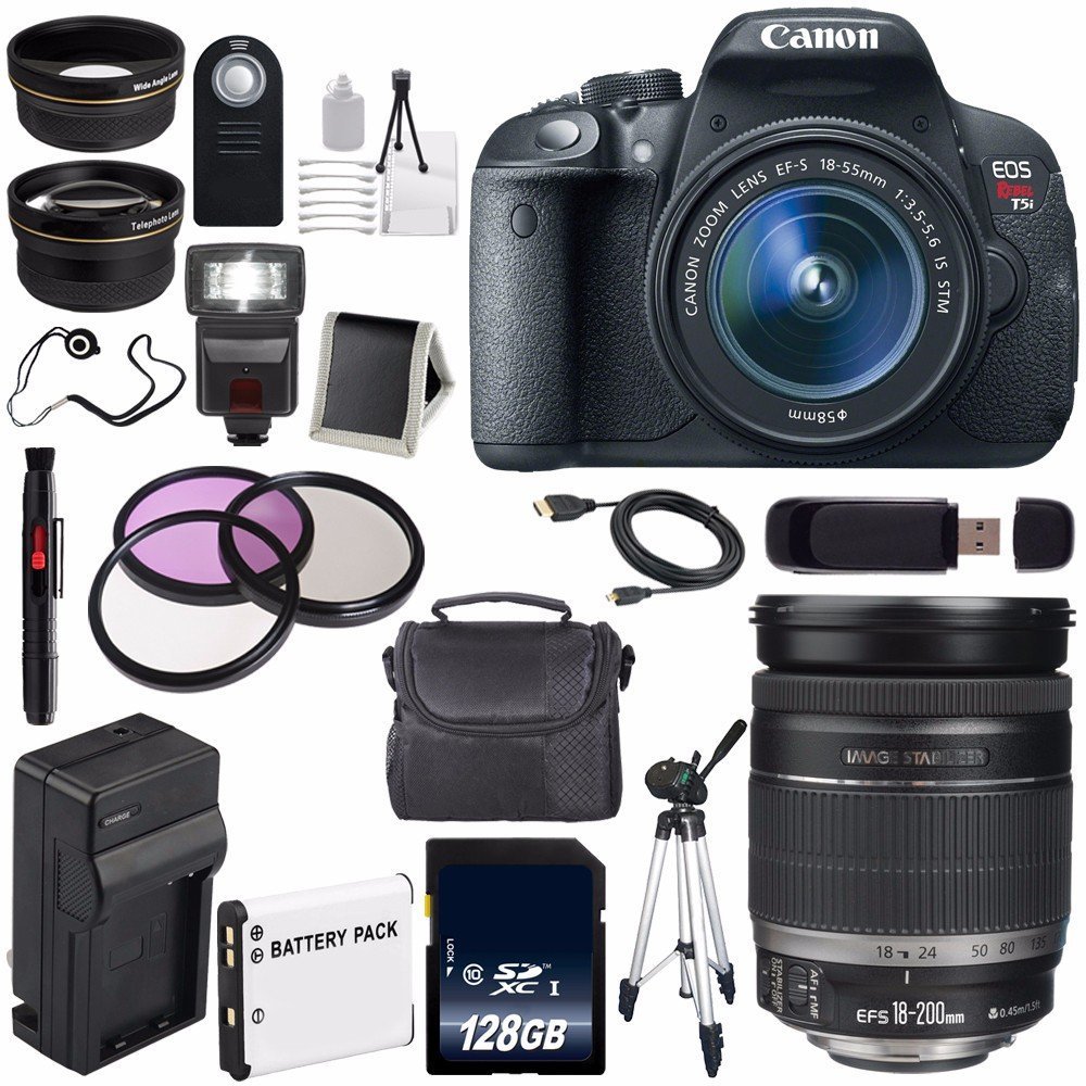 Canon EOS Rebel T5i 18 MP CMOS Digital SLR Camera w/EF-S 18-55mm f/3.5-5.6 Lens (International Model) + Canon EF-S 18-20