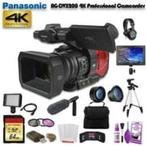 Panasonic AG-DVX200 4K Professional Camcorder AG-DVX200PJ8 W/ 64GB Memory Card, Bag, Tripod, Led Light, Sony Headphones, Mic Bundle