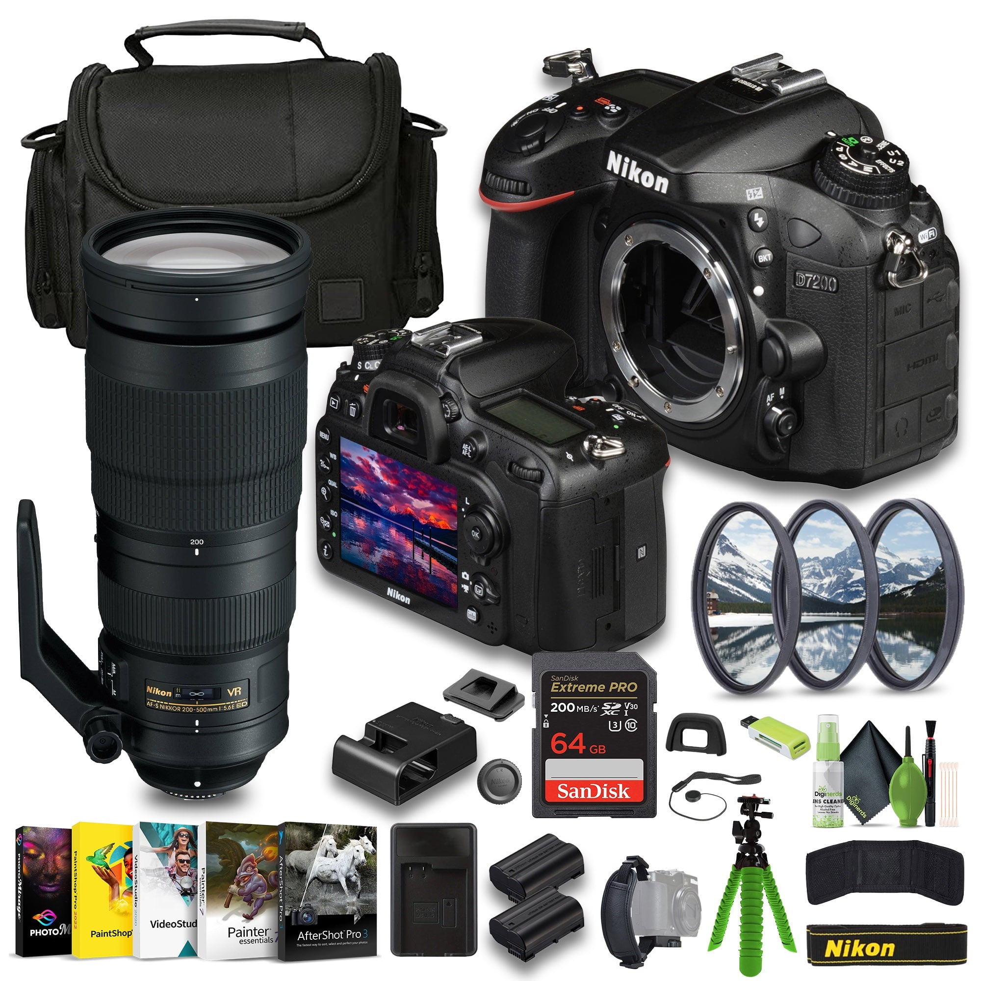 Nikon D7200 24.2 MP DX-Format Digital SLR Camera 1554 Bundle