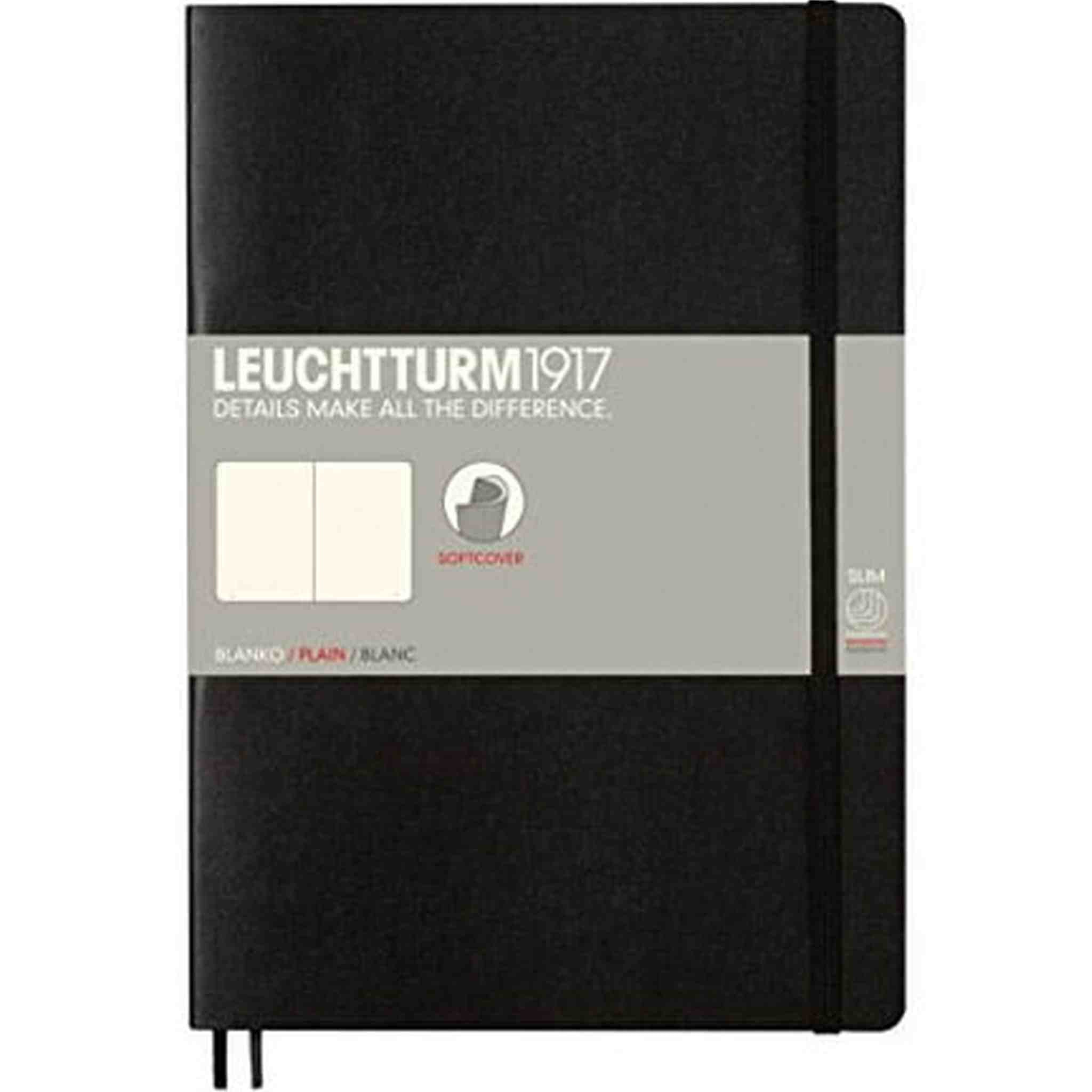 LEUCHTTURM1917 - Composition B5 Plain Softcover Notebook Black - 123 Numbered Pages