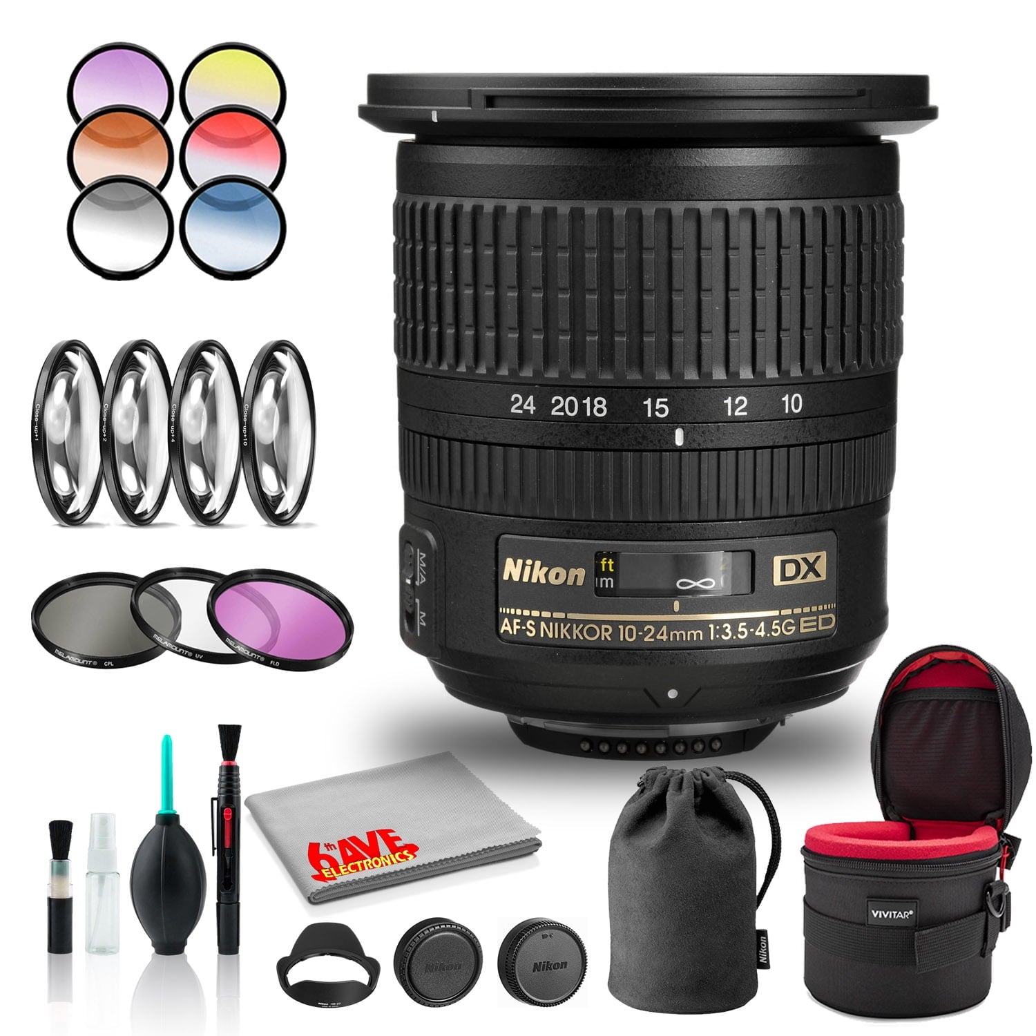 Nikon AF-S DX NIKKOR 10-24mm f/3.5-4.5G ED Lens (INTL Model) - Essential Bundle