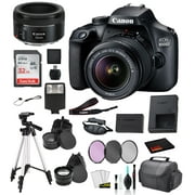 Canon EOS 4000D (Rebel T100) EF-S 18-55mm and EF 50mm f/1.8 STM Lens Bundle �SanDisk 32gb  + Filters + - International