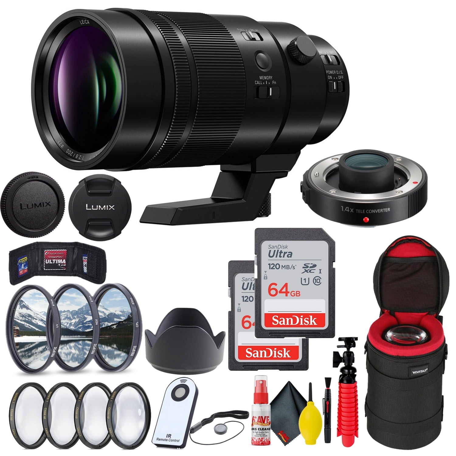 Panasonic Leica DG Elmarit 200mm f/2.8 POWER O.I.S. Lens + Accessories Advanced Bundle