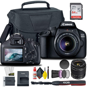 Canon EOS 4000D / Rebel T100 DSLR Camera with 18-55mm Lens 58mm Filters International Bundle Canon