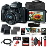 Canon EOS M50 Mirrorless Camera W/ 15-45mm Lens Black 2680C011 - Basic Bundle